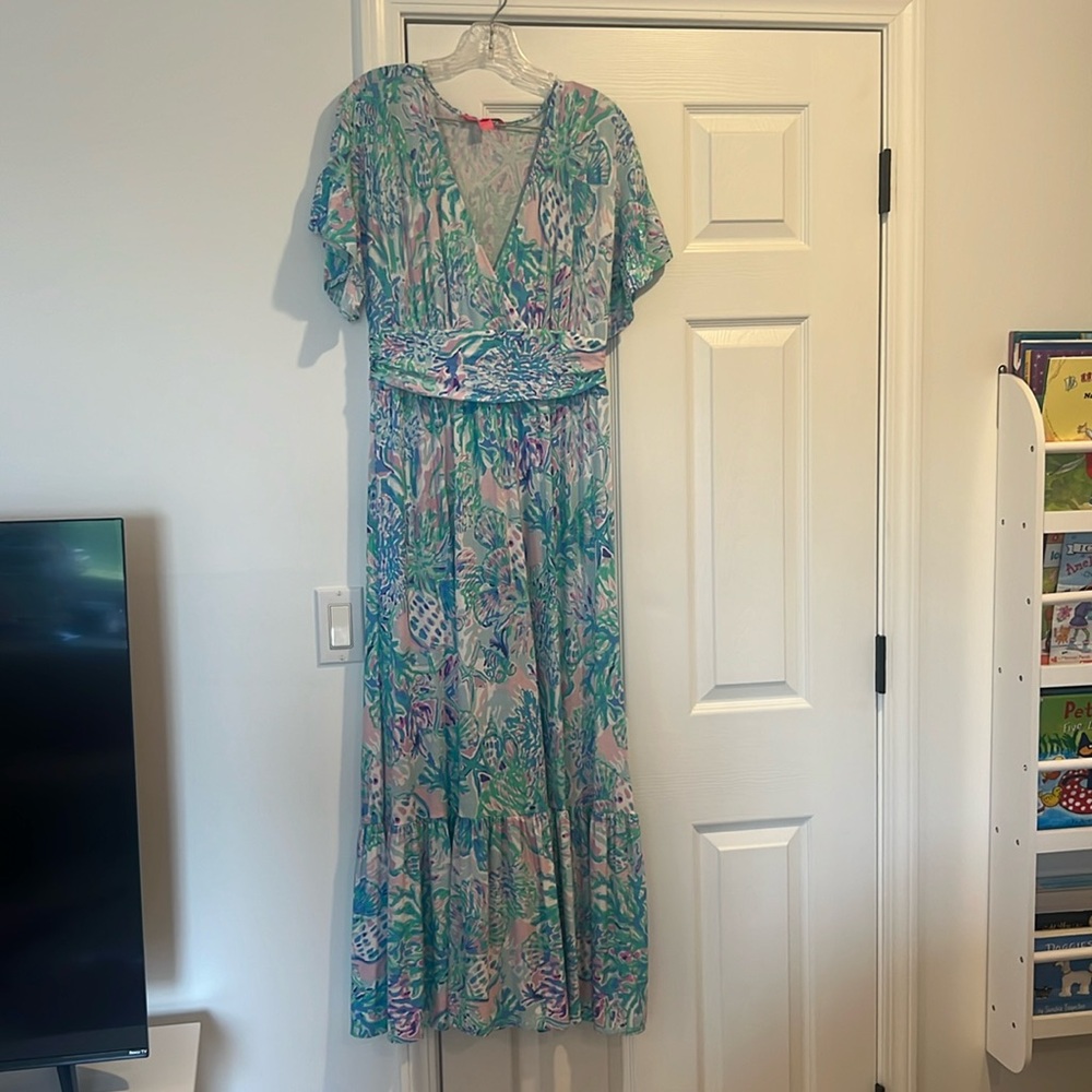 Beautiful LP size large dress. Gathers at waist. Worn twice.